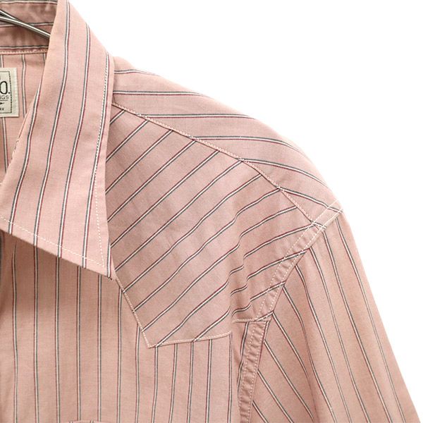 RRL ストライプ 長袖 ウエスタンシャツ L ピンク ダブルアールエル ラルフローレン メンズ