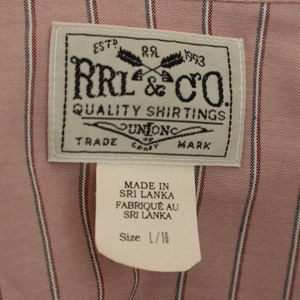 RRL ストライプ 長袖 ウエスタンシャツ L ピンク ダブルアールエル ラルフローレン メンズ