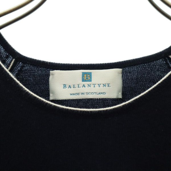 BALLANTYNE バランタイン 英国製 半袖 コットンニット カットソー ネイビー レディース