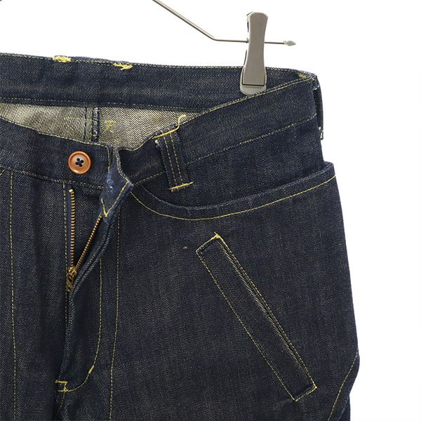 未使用 WORLD OUT SIDE ワールドアウトサイド デザイン デニムパンツ 38 ネイビー ジーパン メンズ