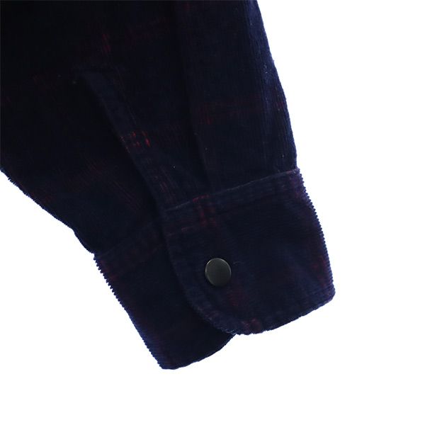 HAZARDOUS PRODUCTS ハザードプロダクツ 日本製 チェック 長袖 コーデュロイシャツ L ネイビー ジャケット メンズ