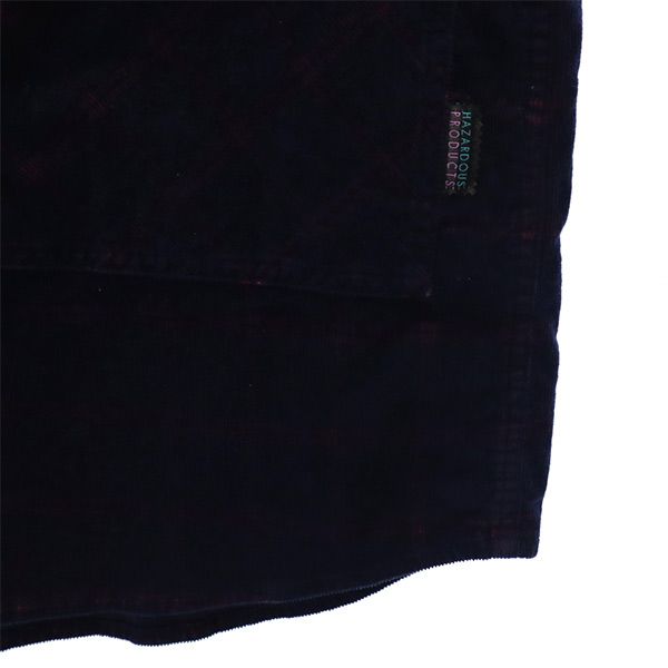 HAZARDOUS PRODUCTS ハザードプロダクツ 日本製 チェック 長袖 コーデュロイシャツ L ネイビー ジャケット メンズ