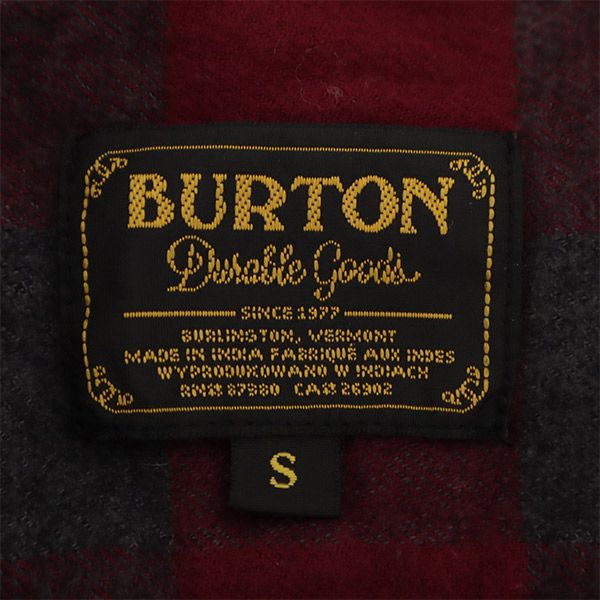 BURTON バートン チェック 長袖 シャツ S パープル系 メンズ