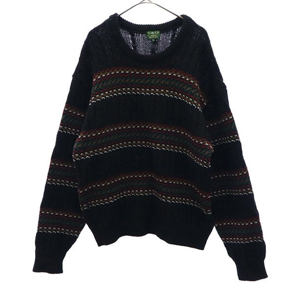 adidas アディダス ウールブレンド 総柄 ゴルフ 長袖 セーター L ブラック スポーツ ニット メンズ