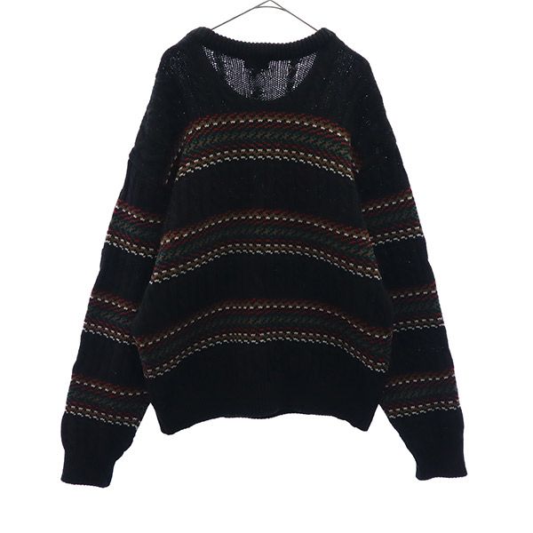 adidas アディダス ウールブレンド 総柄 ゴルフ 長袖 セーター L ブラック スポーツ ニット メンズ