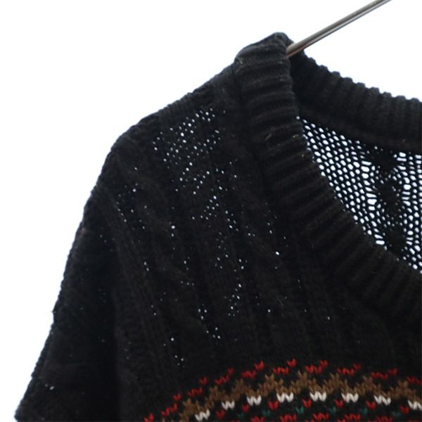 adidas アディダス ウールブレンド 総柄 ゴルフ 長袖 セーター L ブラック スポーツ ニット メンズ