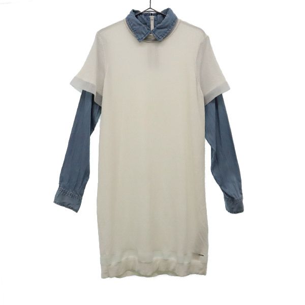 DIESEL ディーゼル 切替 長袖 ワンピース S ホワイト レディース