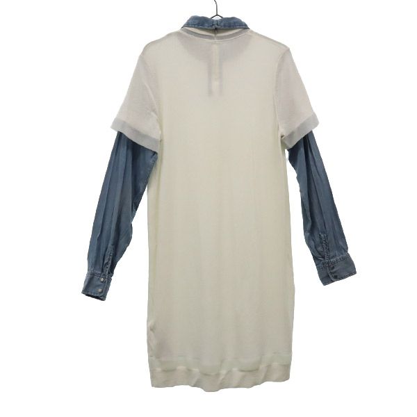 DIESEL ディーゼル 切替 長袖 ワンピース S ホワイト レディース