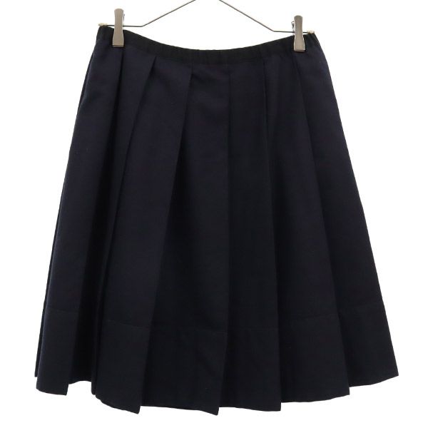 Drawer ドゥロワー ウール ミディ丈 プリーツスカート 38 ネイビー レディース