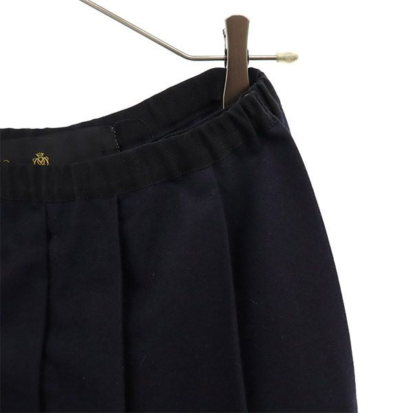 Drawer ドゥロワー ウール ミディ丈 プリーツスカート 38 ネイビー レディース