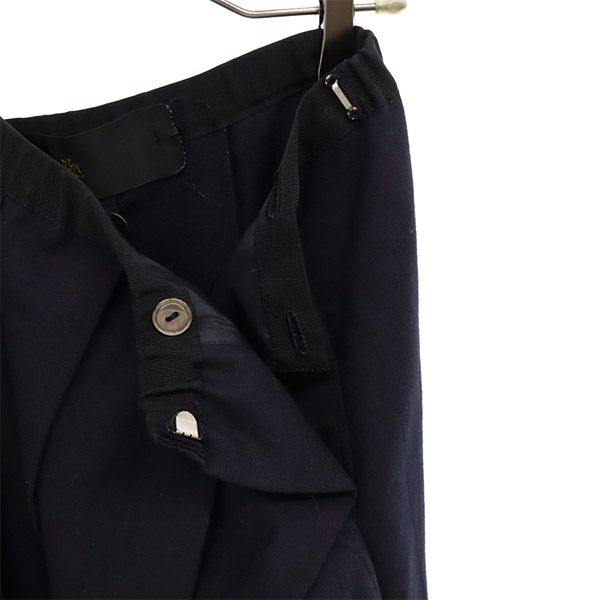 Drawer ドゥロワー ウール ミディ丈 プリーツスカート 38 ネイビー レディース