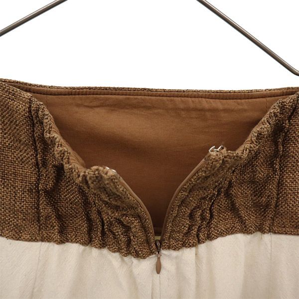 dxuly. ハディクリー ハイウエスト ロングスカート ブラウン×ベージュ レディース