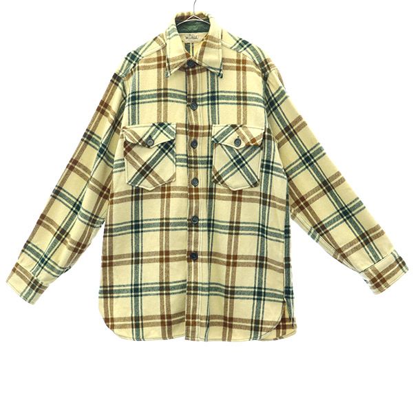 ウールリッチ 60s 70s ウールブレンド チェック 長袖 ボックス シャツ M イエロー系 WOOLRICH ヴィンテージ メンズ