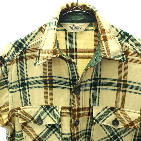 ウールリッチ 60s 70s ウールブレンド チェック 長袖 ボックス シャツ M イエロー系 WOOLRICH ヴィンテージ メンズ