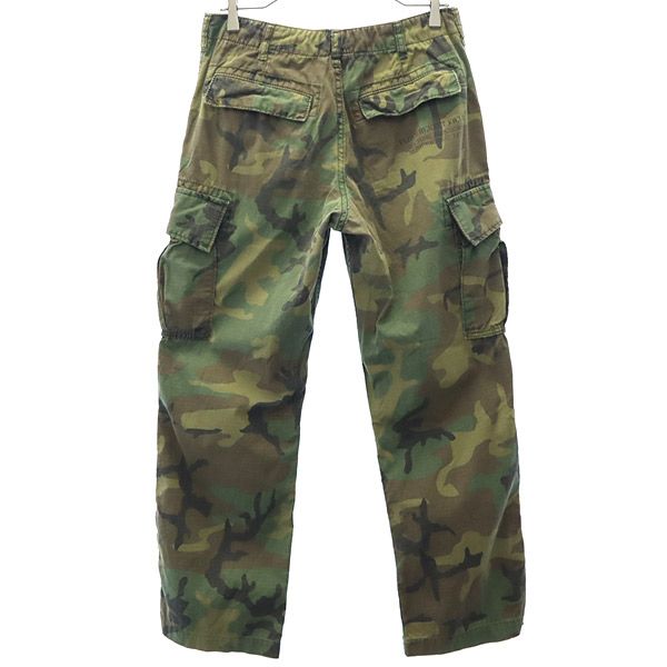 アヴィレックス 迷彩 ミリタリー カーゴパンツ S カーキ AVIREX リップストップ地 メンズ