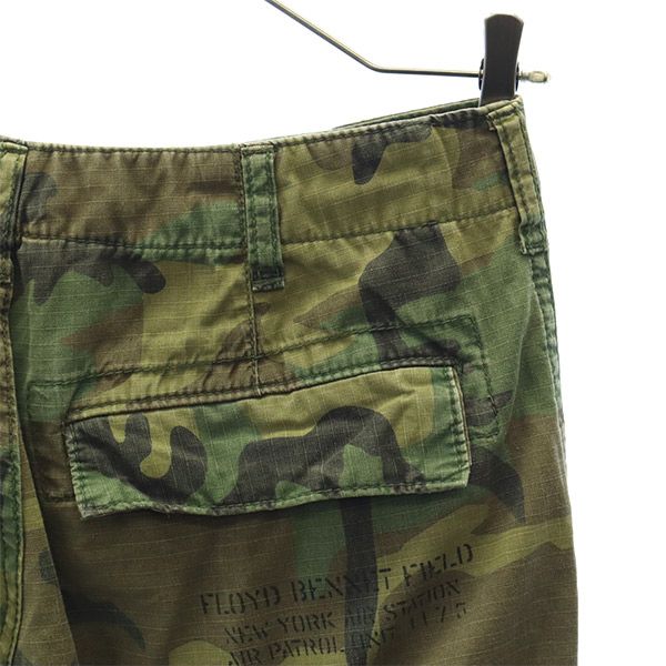 アヴィレックス 迷彩 ミリタリー カーゴパンツ S カーキ AVIREX リップストップ地 メンズ