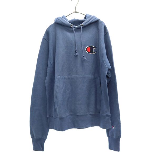 Champion チャンピオン 青単復刻 リバースウィーブ 長袖 スウェットパーカー S ブルー プルパーカー メンズ