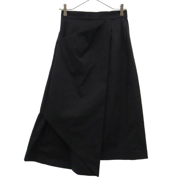 BLACK BY MOUSSY ブラックバイマウジー 未使用 ロング丈 アシンメトリー ラップスカート 2 ブラック 巻きスカート レディース