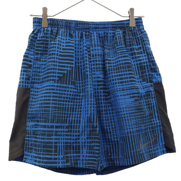 ナイキ 総柄 トレーニング インナーパンツ付 ショートパンツ M ブルー NIKE メンズ