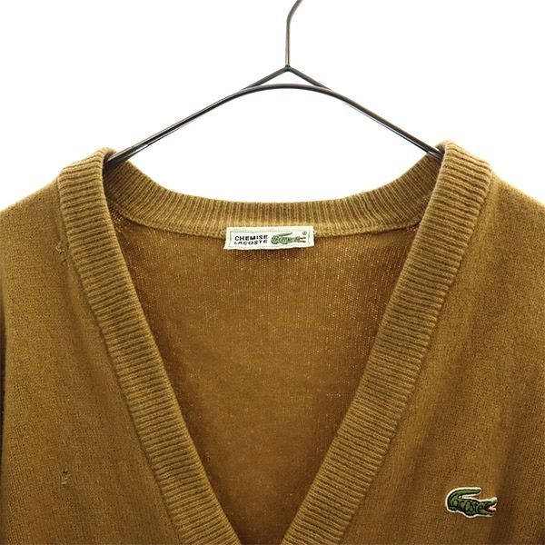 CHEMISE LACOSTE シュミーズラコステ ウール ワッペン 長袖 ニットカーディガン 2 ブラウン メンズ