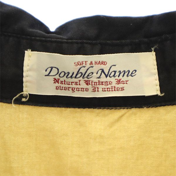 ダブルネーム 刺繍 長袖 ボウリングシャツ ワンピース F ブラウン系 Double name レディース