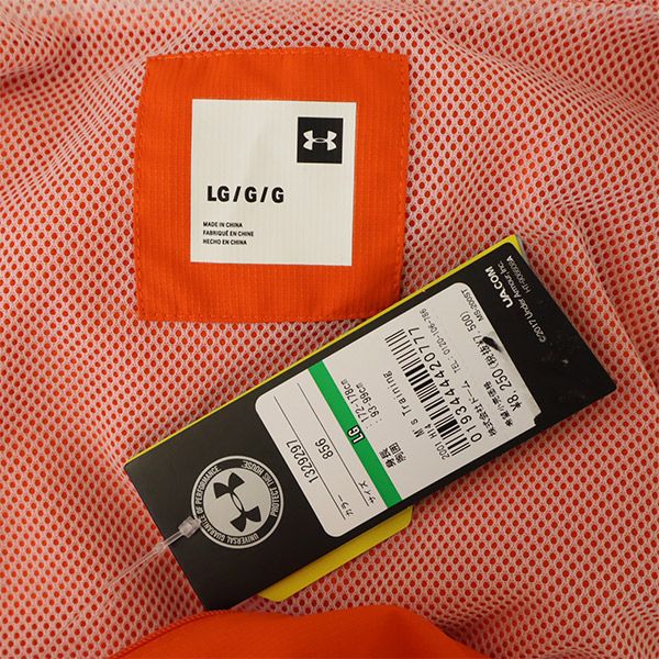 未使用 UNDER ARMOUR アンダーアーマー プリント トレーニング 長袖 ジップパーカー LG オレンジ系 メンズ