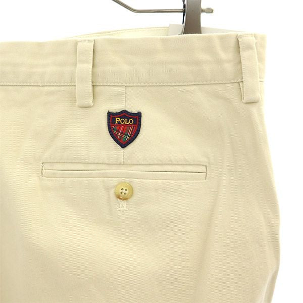 POLO GOLF ポロゴルフ ロゴワッペン ゴルフ タック チノショートパンツ W42 ベージュ ビッグサイズ メンズ