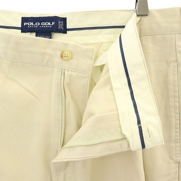 POLO GOLF ポロゴルフ ロゴワッペン ゴルフ タック チノショートパンツ W42 ベージュ ビッグサイズ メンズ