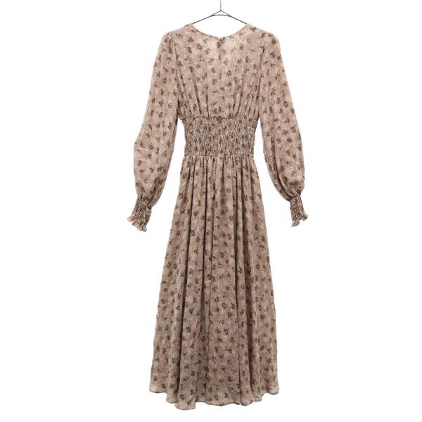 FRAY I.D フレイアイディー 20AW FWFO205233 花柄 長袖 ウエストシャーリングプリント ワンピース 0 ベージュ レディース