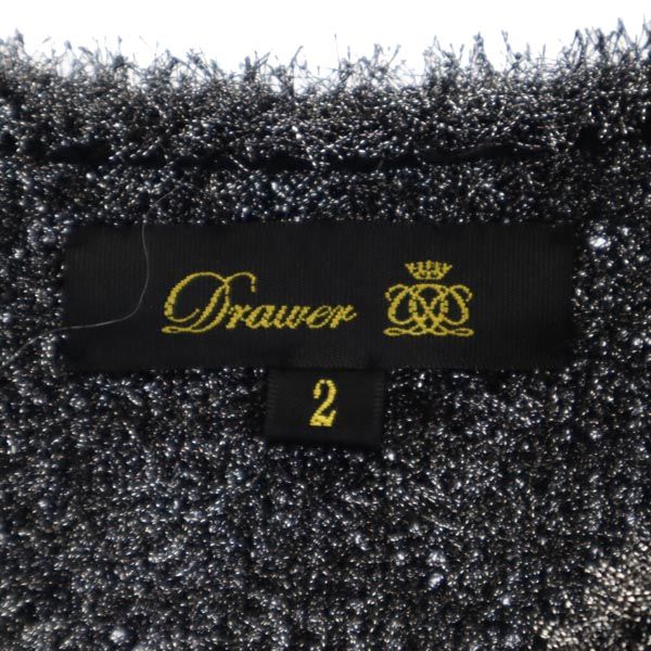 Drawer ドゥロワー ストライプ柄 半袖 ミニワンピース 2 ブラック系 日本製 レディース