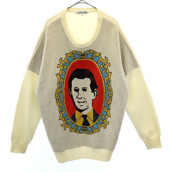 ランドロード 総柄 長袖 ウール100% ニット XL LANDLOAD セーター メンズ