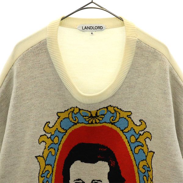 ランドロード 総柄 長袖 ウール100% ニット XL LANDLOAD セーター メンズ