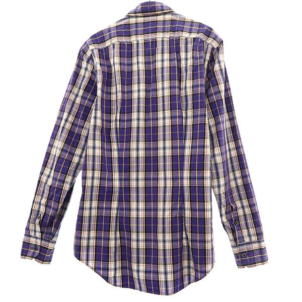 ピーエス ポールスミス 日本製 チェック 長袖 ボタンダウンシャツ M パープル系 PS Paul Smith メンズ