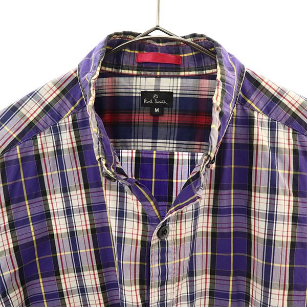 ピーエス ポールスミス 日本製 チェック 長袖 ボタンダウンシャツ M パープル系 PS Paul Smith メンズ