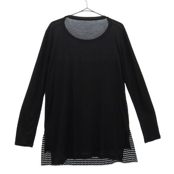 β ベータ 総柄 長袖 Tシャツ 9 ブラック レディース