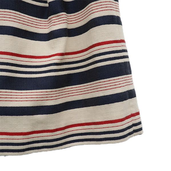 アナイ 日本製 ボーダー ミディ丈 タック スカート 38 ホワイト系 ANAYI マリンカラー レディース