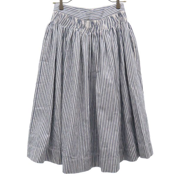 Louche ルーシュ 未使用 ストライプ ロング丈 ギャザースカート 38 ブルー×ホワイト レディース