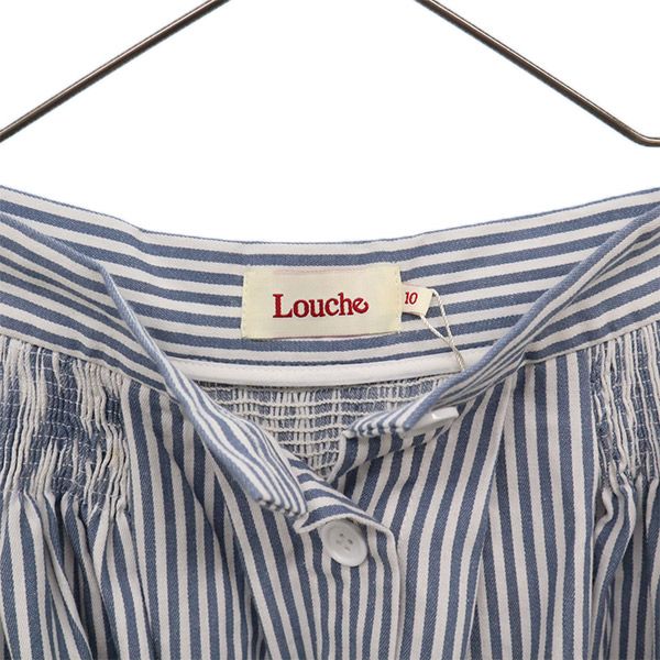 Louche ルーシュ 未使用 ストライプ ロング丈 ギャザースカート 38 ブルー×ホワイト レディース