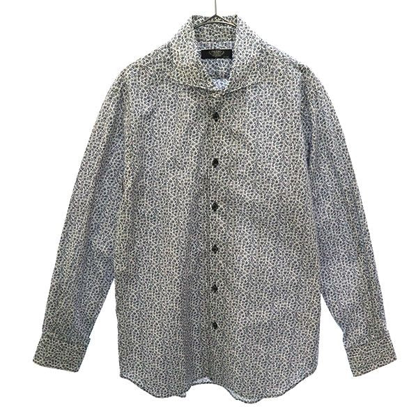 パッゾ 日本製 花柄 長袖 シャツ 46 グレー系 PAZZO レギュラーカラー メンズ