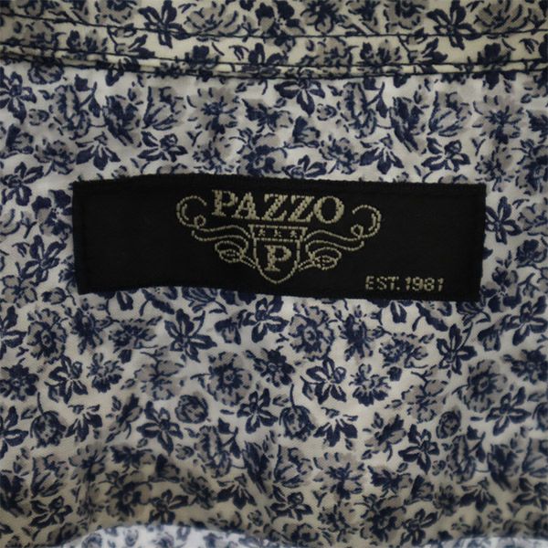 パッゾ 日本製 花柄 長袖 シャツ 46 グレー系 PAZZO レギュラーカラー メンズ