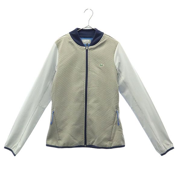 LACOSTE SPORT ラコステスポーツ 切替 ジップジャケット 36 グレー ロゴワッペン レディース