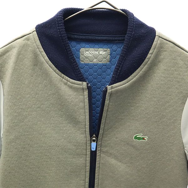 LACOSTE SPORT ラコステスポーツ 切替 ジップジャケット 36 グレー ロゴワッペン レディース