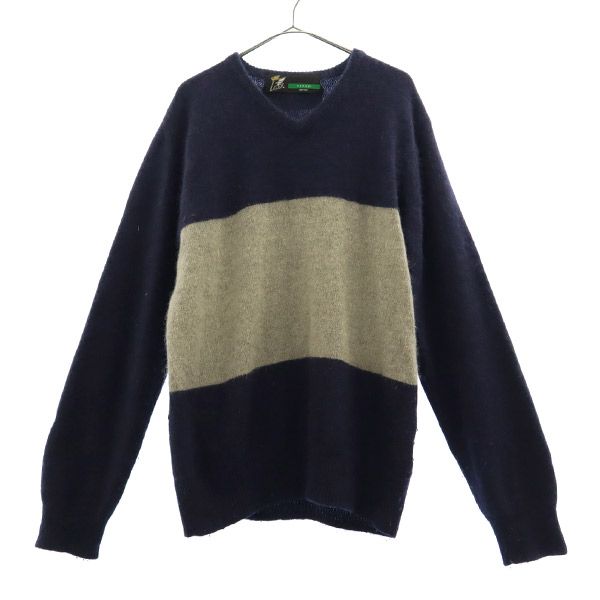 FAT エフエーティー 切替 長袖 ウールブレンド ニット TITCH セーター ロゴ刺繍 メンズ