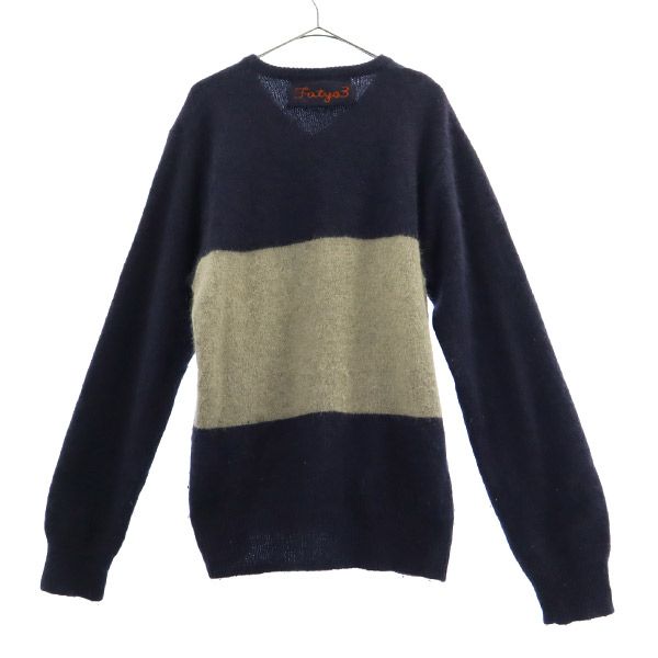 FAT エフエーティー 切替 長袖 ウールブレンド ニット TITCH セーター ロゴ刺繍 メンズ