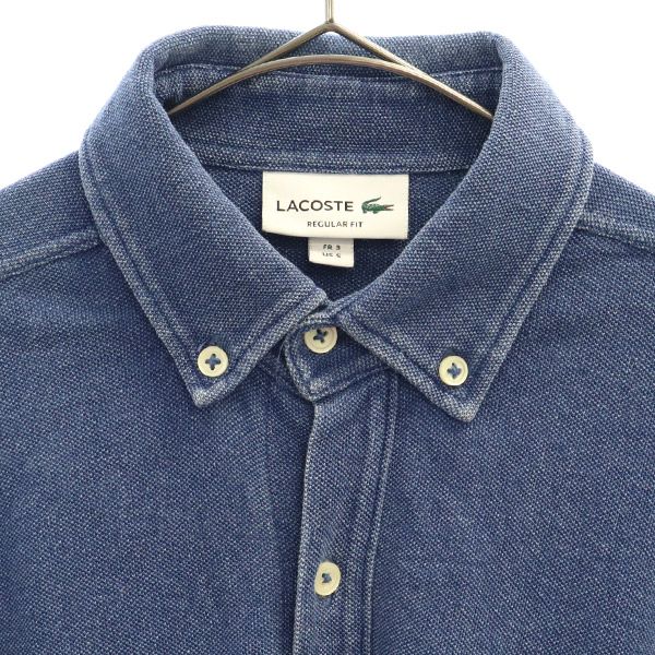 LACOSTE ラコステ ロゴワッペン 長袖 ボタンダウンシャツ S ブルー メンズ