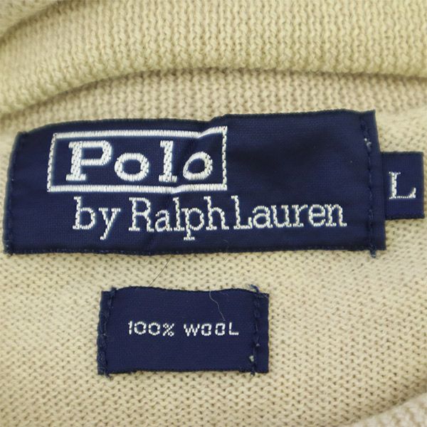 Polo by Ralph Lauren ポロバイラルフローレン 長袖 ウール100% ニット L ベージュ タートルネック セーター レディース