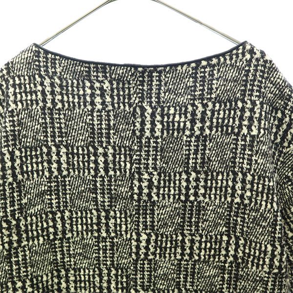 MARELLA マレーラ 総柄 5分袖 ウールブレンド 膝丈ワンピース 42 ブラック レディース