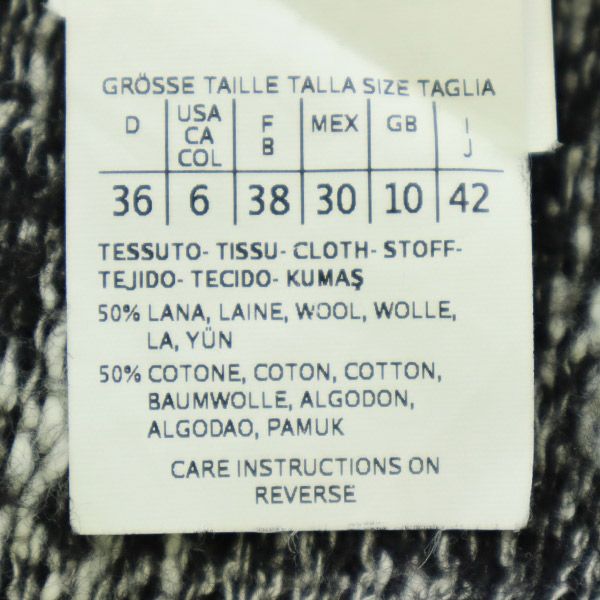 MARELLA マレーラ 総柄 5分袖 ウールブレンド 膝丈ワンピース 42 ブラック レディース