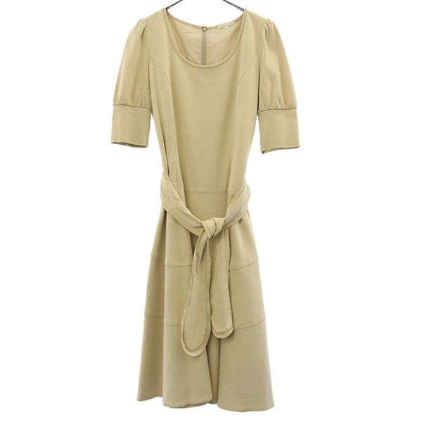 TO BE CHIC トゥービーシック 日本製 半袖 膝丈ワンピース 42 ベージュ レディース