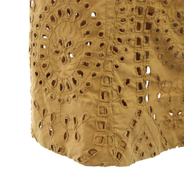 未使用 GANNI ガニー レース 5分袖 スクエアネック ブラウス 38 ベージュ レディース